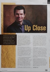 corporate events magician magazine article